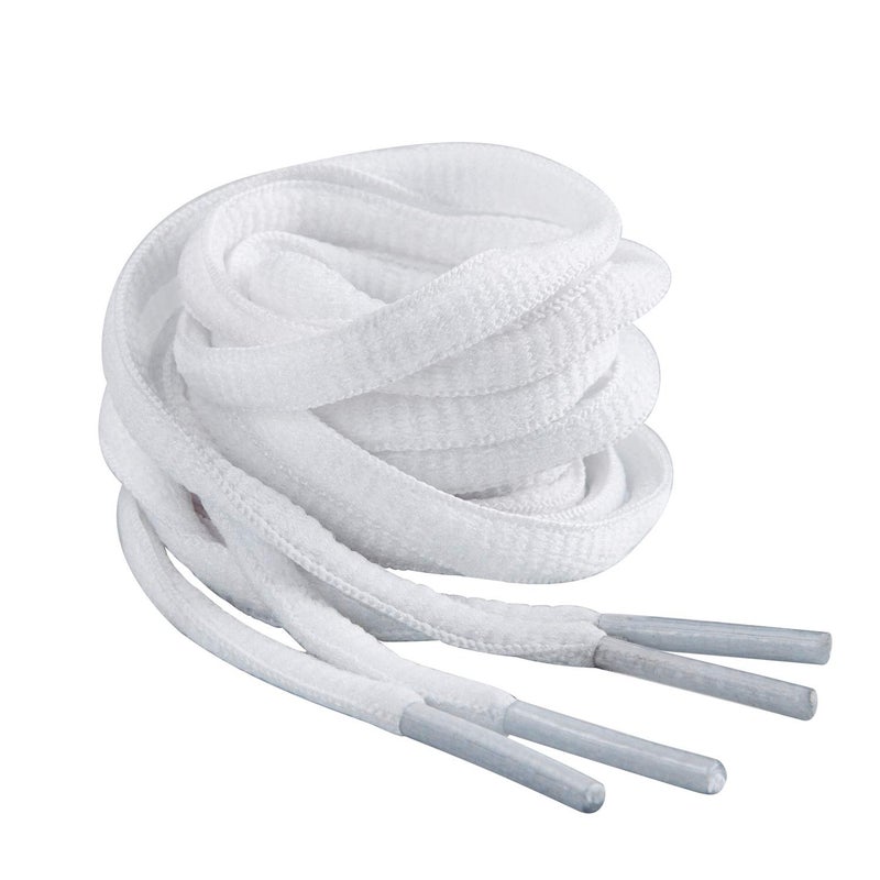 Handshop Half Round Shoelaces 1/4" - Oval Shoe Laces Replacements For Sneakers and Athletic Shoes Sports White 37 inch (94cm) - Image 2